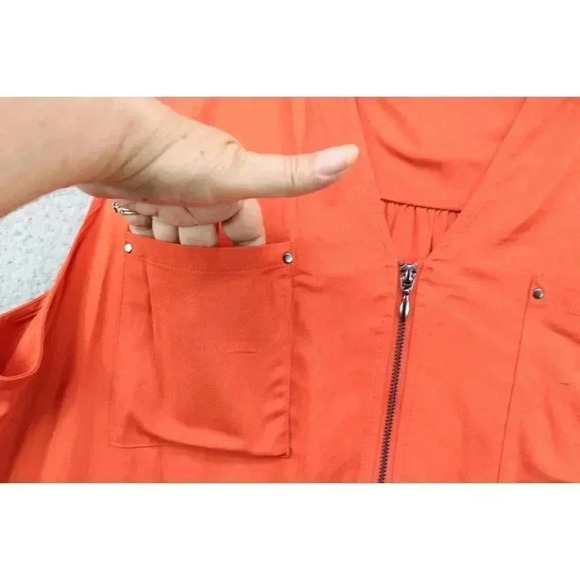 Torrid Mini Challis Zip Front Shirt Dress-Size 3-Orange-Pockets - Picture 3 of 11